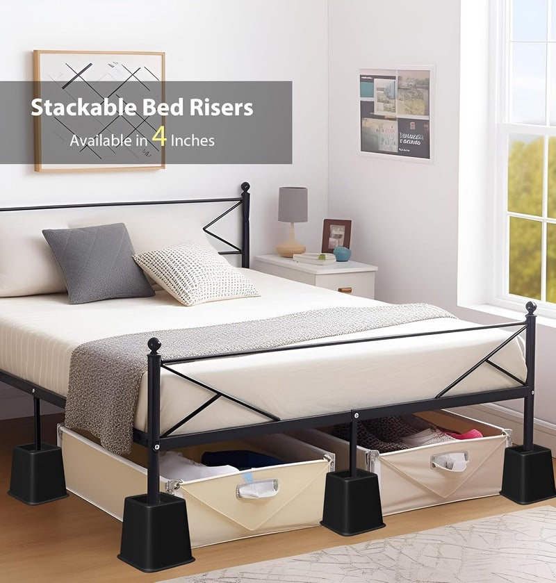 TomGear Bed Furniture Risers 4 Inches, Heavy Duty Bed Lifts, Furniture Risers for Bed, Couch, Desk, Sofa, Chair, Table Legs Extenders (Pack of 4, Black) - Image 2